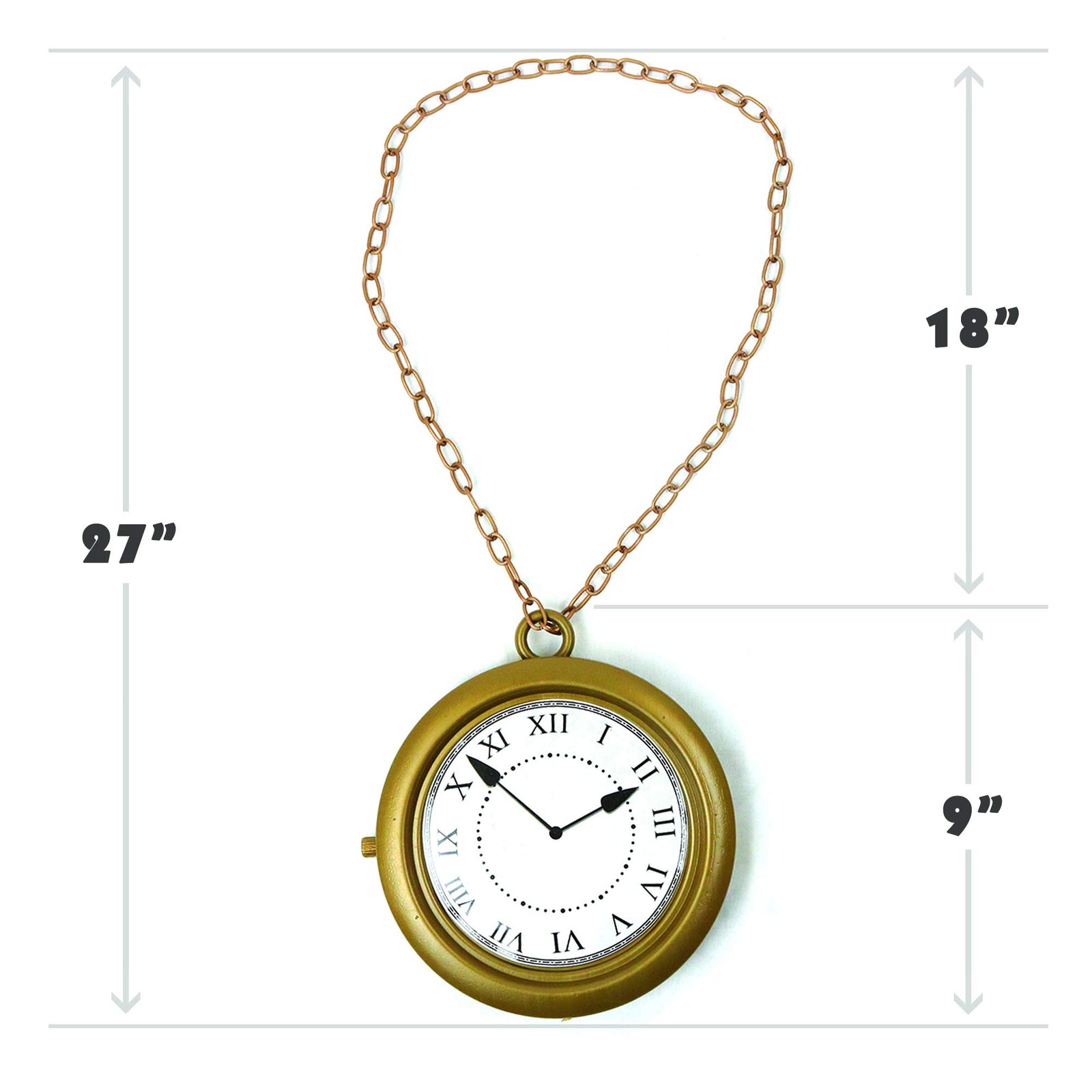 Skeleteen Jumbo Gold Clock Necklace - White Rabbit Clock, Hip Hop Rapper Clock - 1 Piece