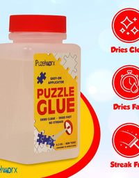 PuzzleWorx Easy-On Applicator Puzzle Glue, Pack of 2, Non Toxic Clear Glue for 1000 Piece Puzzles 4.2 oz Each Bottle (Total 8.4)
