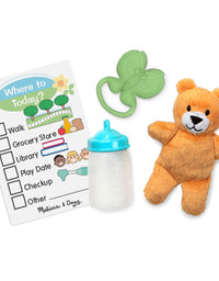 Melissa & Doug Mine to Love Carrier Play Set for Baby Dolls with Toy Bear, Bottle, Rattle, Activity Card
