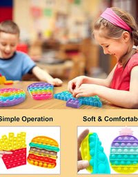 9 Pack Colorful Pop Fidget Toy, Push Bubble Popper Sensory Toy, Autism Special Needs Stress Reliever Silicone Stress Reliever Toy ，Help Restore Emotions Gift for Adult Kids (Rainbow&Pink)
