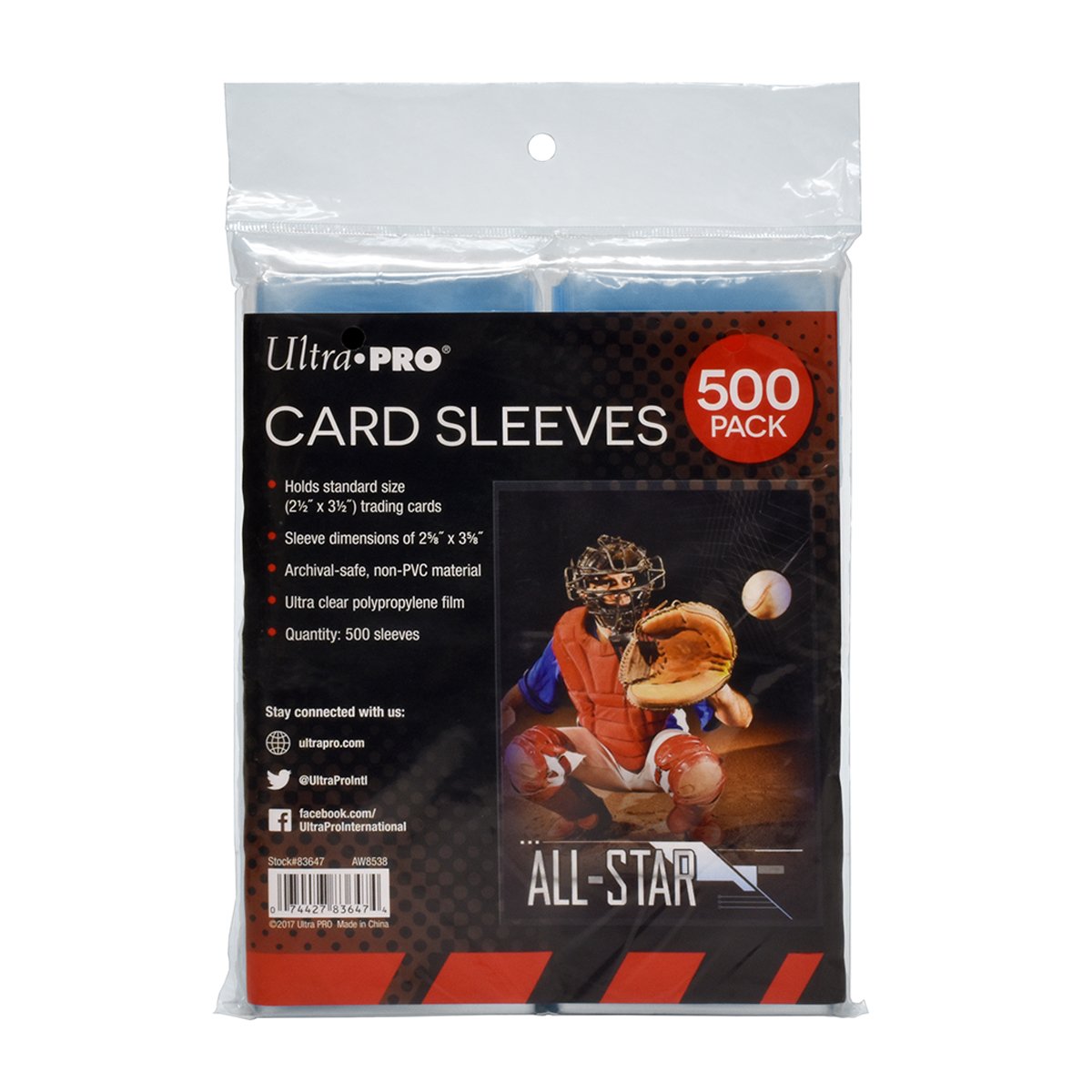 Ultra PRO Clear Card Sleeves for Standard Size Trading Cards measuring 2.5" x 3.5" (500 count pack)