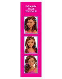 Barbie Fashionistas 8-Inch Styling Head, Brown Hair, 20 Pieces Include Styling Accessories, Hair Styling for Kids, by Just Play
