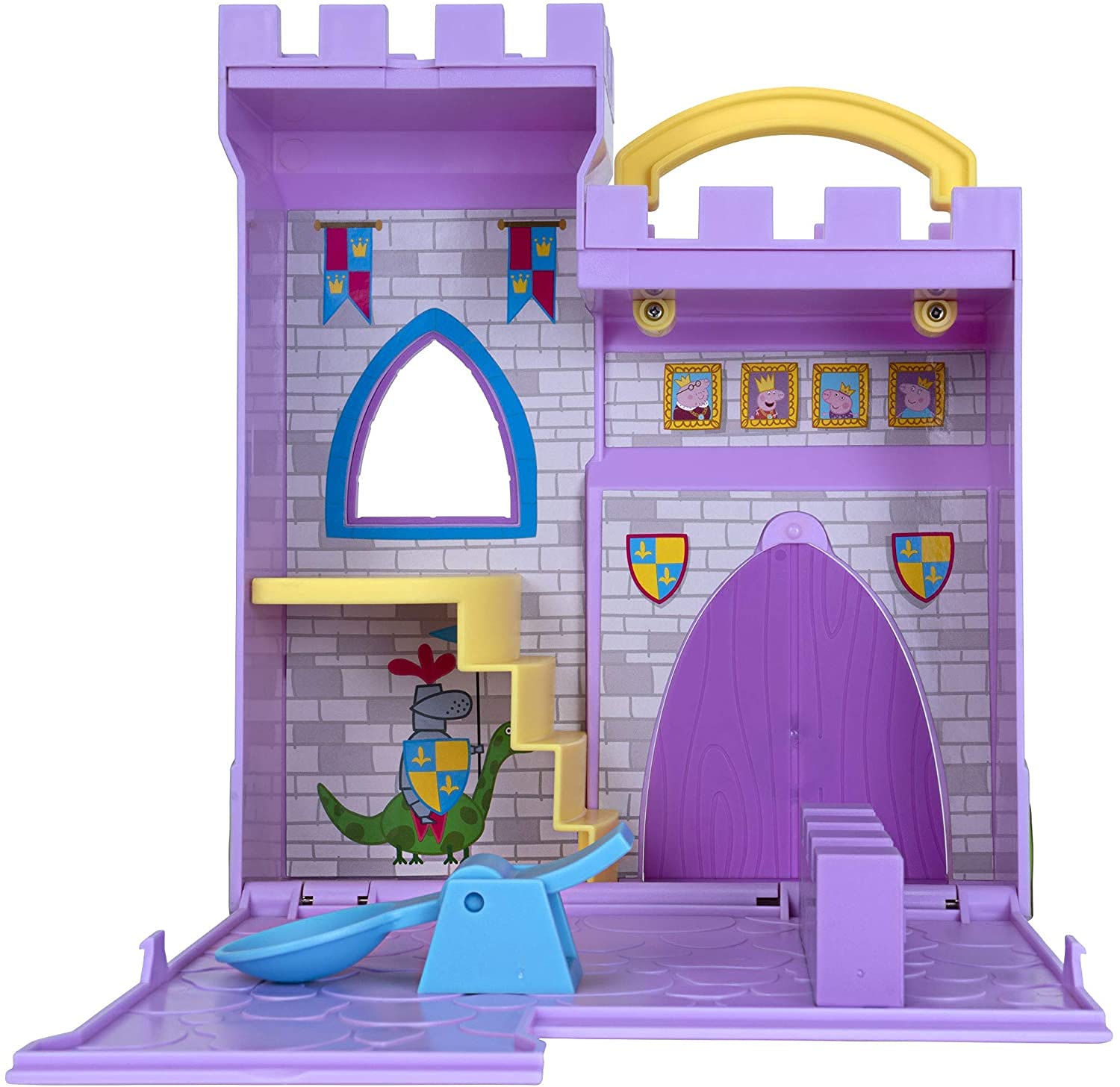 Peppa Pig Princess Fort Adventure Playset, 8 Pieces - Includes Foldable Castle Case, Peppa & George Figures & Accessories - Toy Gift for Kids - Ages 2+