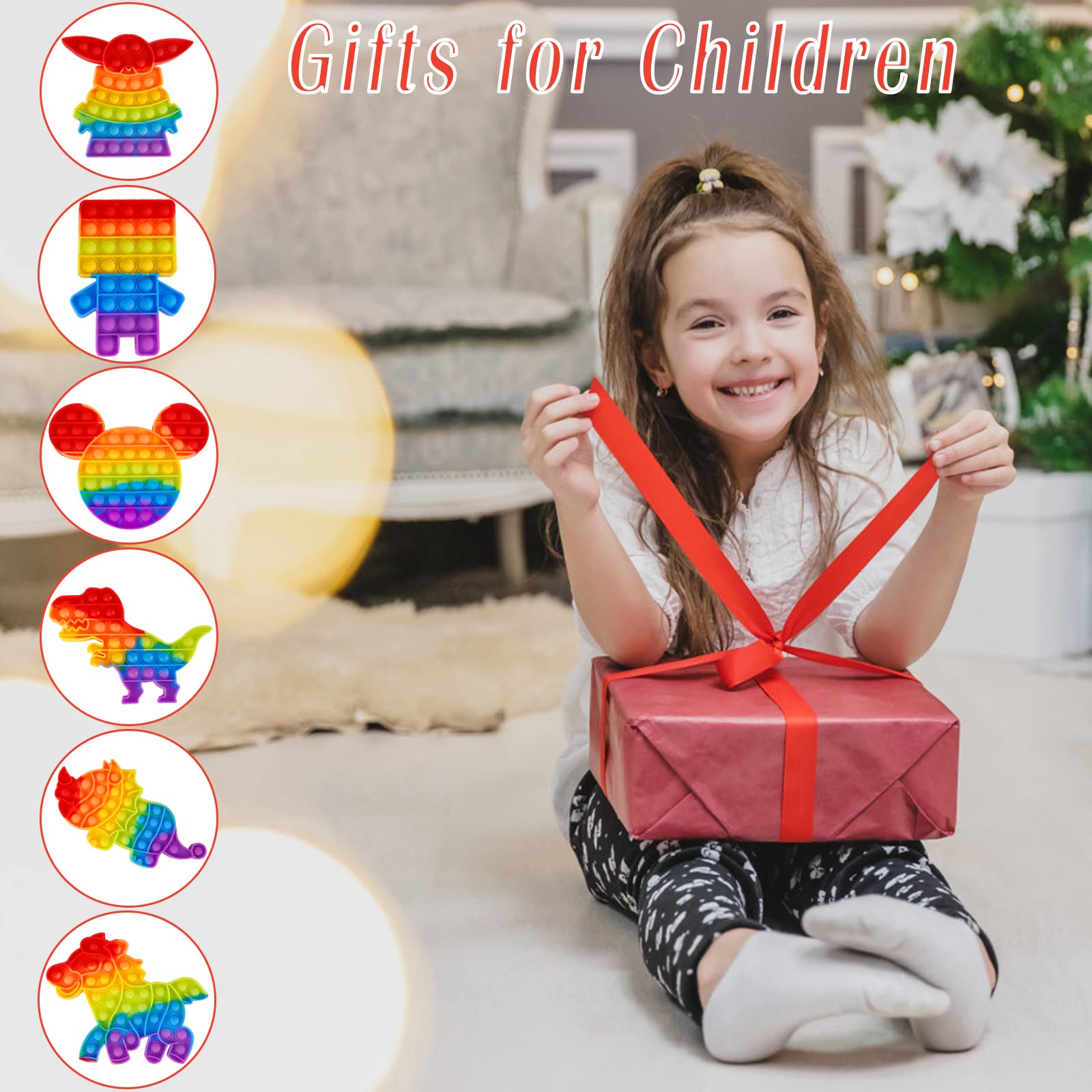 6 Packs Popitsfidgets Toy for Boys，Poppers It Popits Pops Popet Popitsfidgets Press Pop Bubble Sensory Stress Relief Satisfying Game Toy Package Fidgettoy Set Rainbow Mouse Dinosaur Space Robot