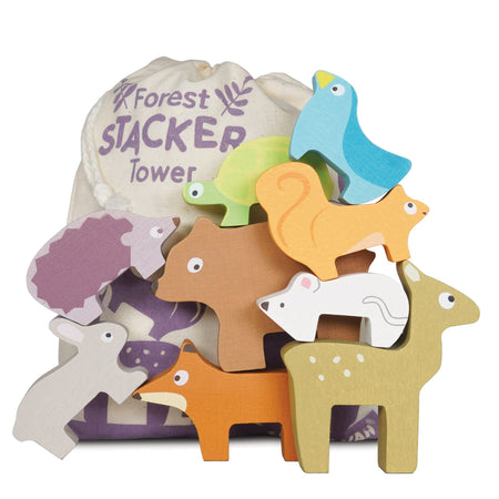 Le Toy Van - Wooden Petilou Forest Stacker Puzzle & Bag Educational Balancing Activities Toy | Great Gift for Kids and Toddlers | Suitable for Age 18+ Months Old