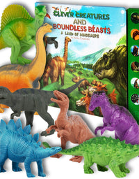 Li'l-Gen Dinosaur Toys with Interactive Sound Book, Hear Realistic Roars with Dinosaur Sound Book, 12 Realistic Dinosaur Figures for Kids, Interactive Play Set of Dinosaur Toys for Kids 3-5
