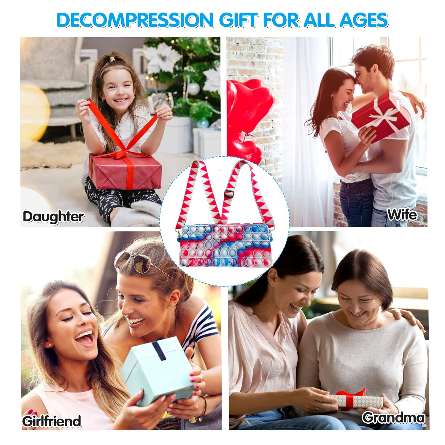 umogy Pop Purse for Girls Women, pop Bag Sensory Pop Fidget Toy Crossbody Body Handbags, Crossbody Small Purse Sensory Toys