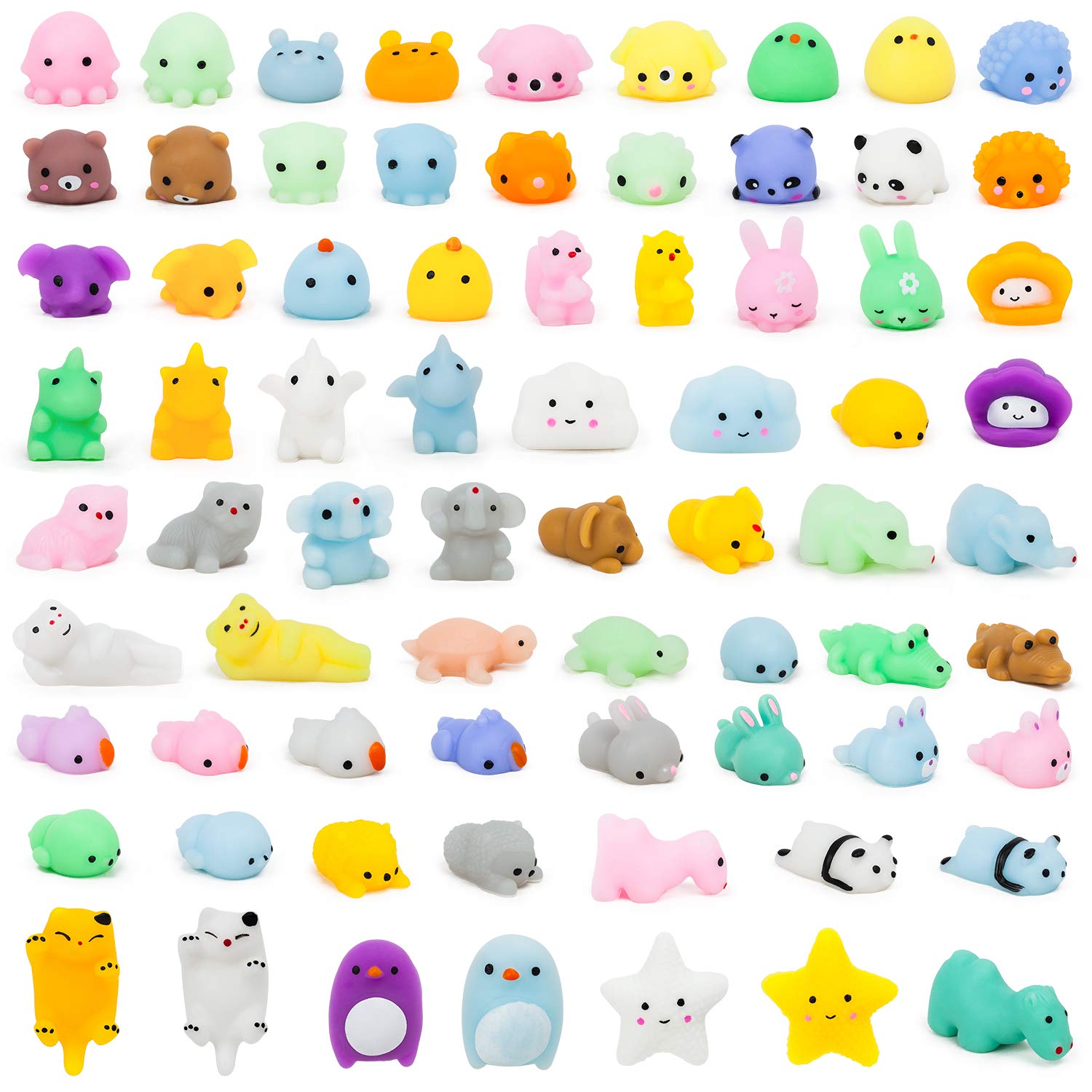 YIHONG 72 Pcs Kawaii Squishies, Mochi Squishy Toys for Kids Party Favors, Mini Stress Relief Toys for Halloween Christmas Easter Party Favors, Birthday Gifts, Classroom Prizes, Goodie Bag