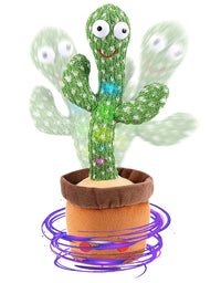 WISMAT Dancing Cactus Toy - 120 Songs Singing, Talking, Record & Repeating What You say Electric Cactus, Wiggle Mimicking Parrot Sunny Cactus Plush Toy, LED Light for Home Decor & Babies Interaction
