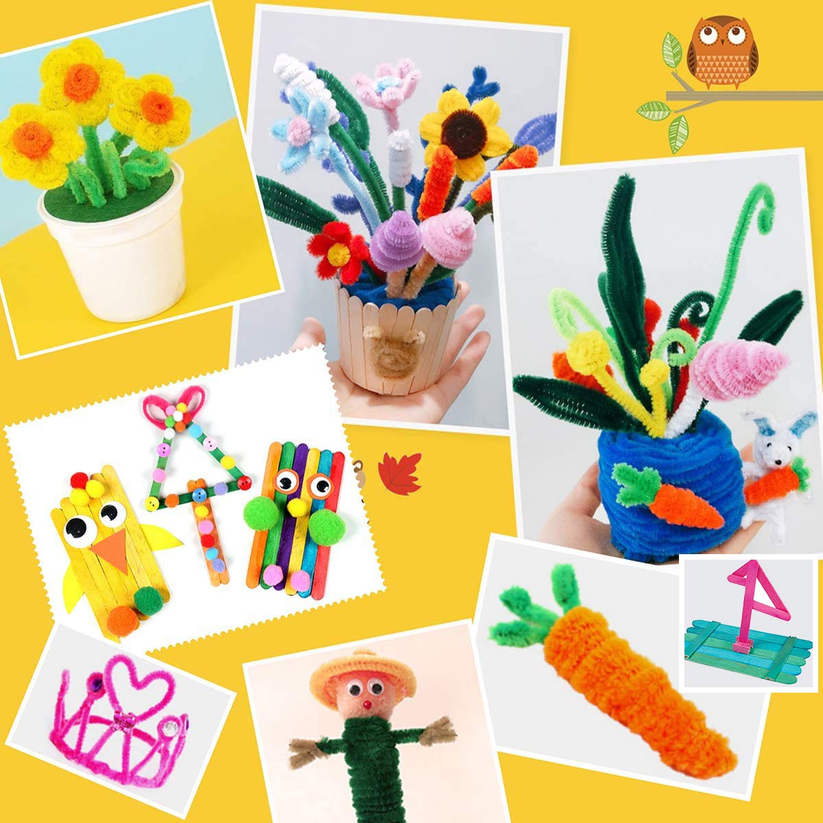 MOISO Mega Kids Crafts and Art Supplies Jar Kit - 550+ Piece Set - Make Bracelets and Necklaces - Plus Glitter Glue, Construction Paper, Colored Popsicle Sticks, Google Eyes, Pipe Cleaners