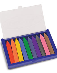 Melissa & Doug Jumbo Triangular Crayons - 10-Pack, Non-Roll, Flip-Top Case
