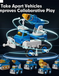 Take Apart Robot Toys Vehicle Set 5 in 1 Construction Toys for 5 Year Old Boys STEM Toys Vehicles Transform into Robot for Kids Toys for 6 7 Year Old Boys Kids Building Toys Ages 5+
