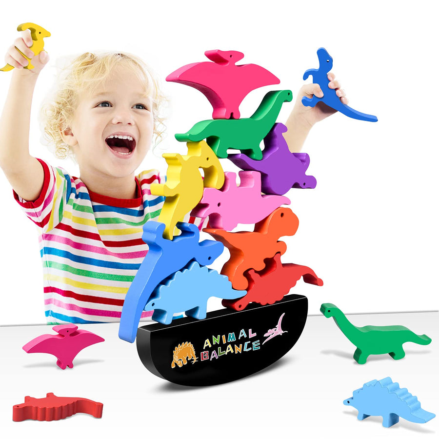 Wooden Stacking Dinosaur Toys for Kids 3-5 Boys - Dinosaur Toys for 2 Year Old Boy Stacking Toys Gifts for 2 3 4 Year Old Boys, Montessori Toys for 2 Year Old Toys for Boys Gifts