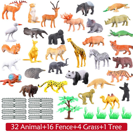 Animals Figure,54 Piece Mini Jungle Animals Toys Set,ValeforToy Realistic Wild Vinyl Plastic Animal Learning Party Favors Toys for Boys Girls Kids Toddlers Forest Small Animals Playset Cupcake Topper