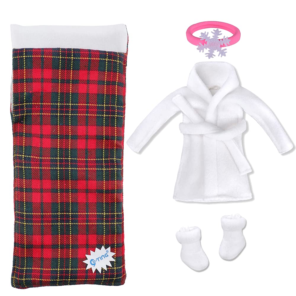 E-TING Sleeping Bag Santa Couture Christmas Accessory for Elf Doll (Doll is not Included) (Sleeping Bag + Bathrobe)