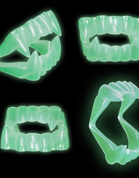 Skeleteen Glowing Clear Vampire Fangs - Glow in The Dark Transparent Dracula Teeth - 12 Pack
