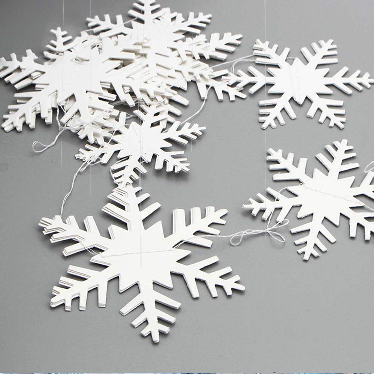 Winter Christmas Hanging Snowflake Decorations, 12PCS 3D Large Silver Snowflakes & 12PCS White Paper Snowflakes Hanging Garland for Christmas Winter Wonderland Holiday New Year Party Home Decoration
