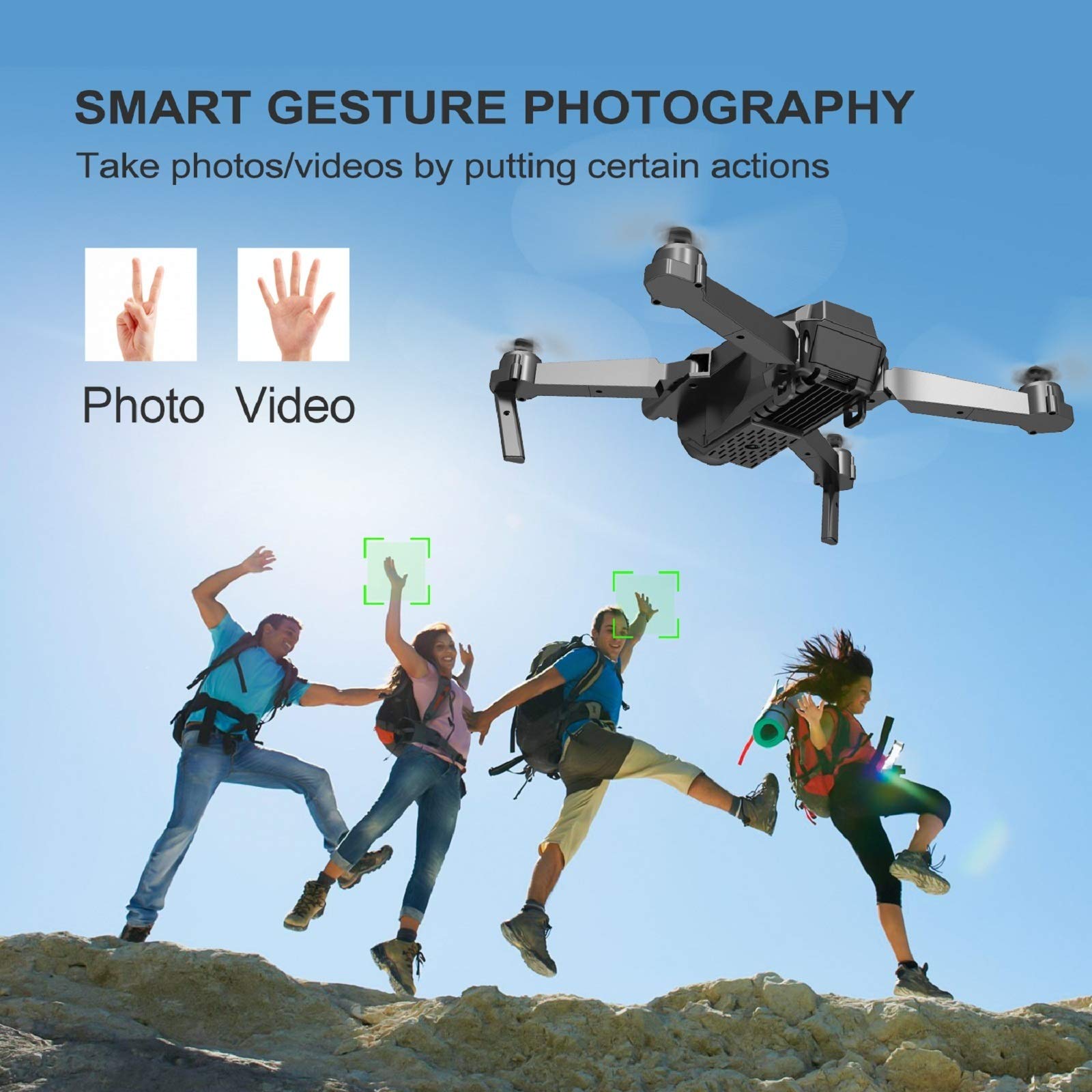 NEHEME NH525 Foldable Drones with 720P HD Camera for Adults, RC Quadcopter WiFi FPV Live Video, Altitude Hold, Headless Mode, One Key Take Off for Kids or Beginners with 2 Batteries