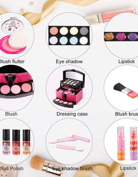 AWEFRANK 30 Pcs Kids Makeup Kit for Girl, Washable Girl Makeup Toy with Makeup Box, Non-Toxic Pretend Play Makeup Kit for Kids, Girl Real Cosmetic Toy Beauty Set
