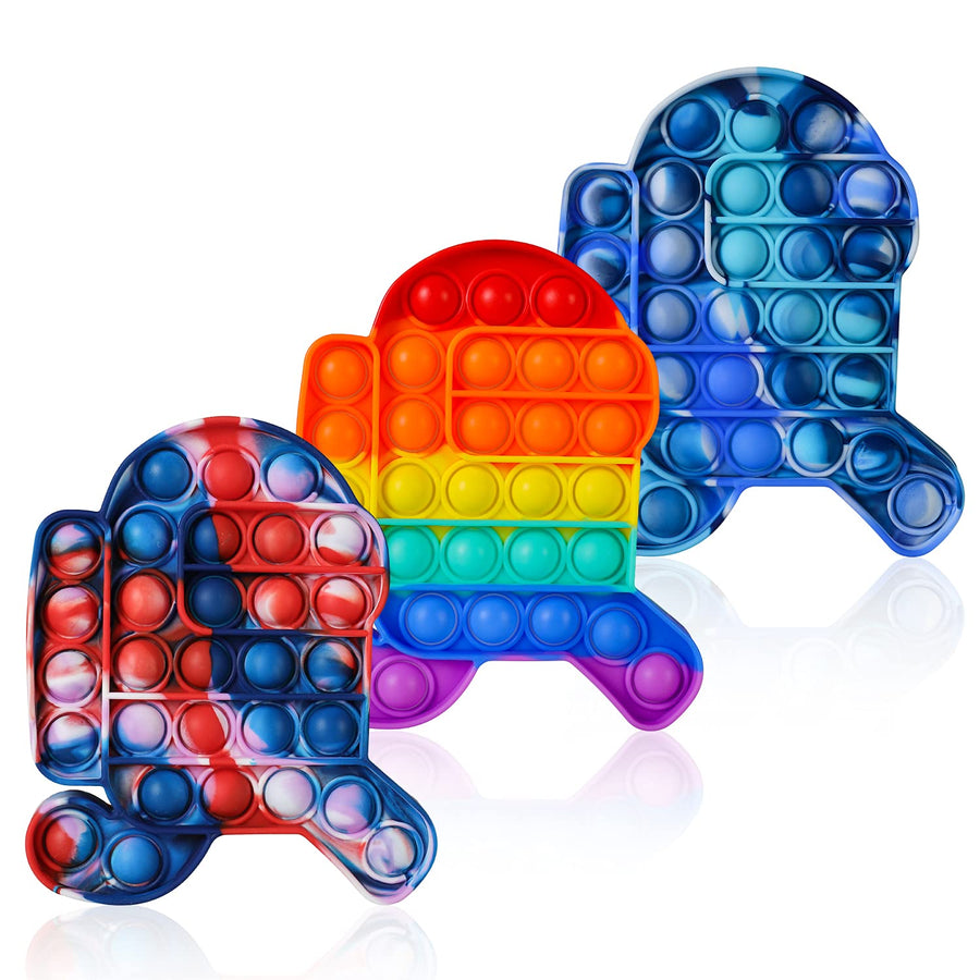 3 Pack Among Pop its it us Push Bubble Fidget Toys, LIMURU Popper tie dye Silicone Toys, Cheap Stress Reliever for ADHD Autism Special Needs, Squeeze Sensory Toy for Kids Adults