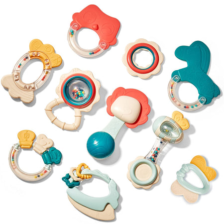 Baby Toys 3-6 Months Baby Rattle Teething Toys for Babies 0-6-12 Months 10PCS, Multisurface Texture Teethers with Storage Box, Baby Toys 6 to 12 Months Infant Toys Newborn Toys Baby Gifts