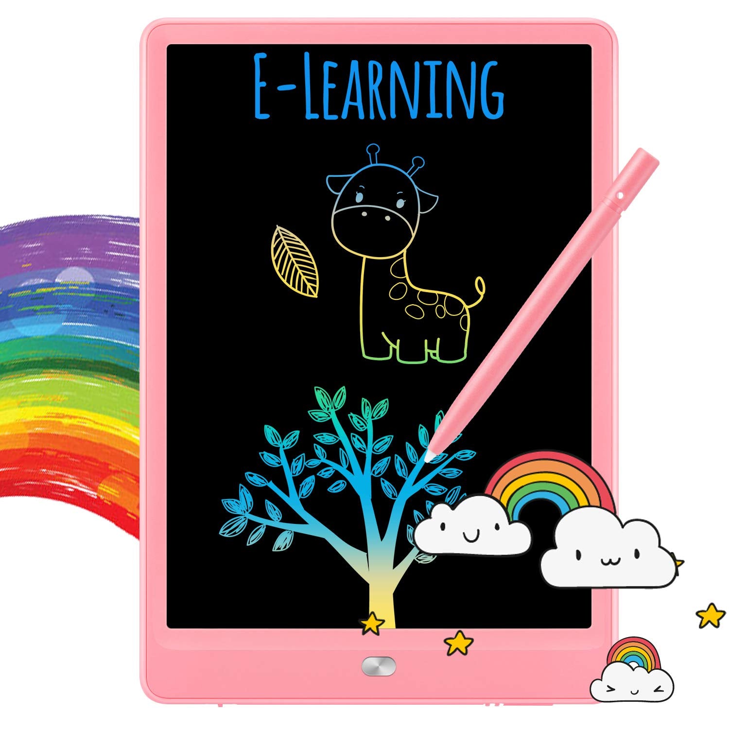 TEKFUN LCD Writing Tablet Doodle Pad for Kids, 10inch Rainbow Drawing Board Doodle Board Educational Learning Toys for 3 4 5 6 Year Boys Girls Birthday Gift (Green)