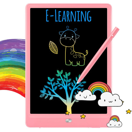 TEKFUN LCD Writing Tablet Doodle Board, 10inch Colorful Drawing Tablet Writing Pad, Girls Gifts Toys for 3 4 5 6 7 Year Old Girls Boys (Pink)