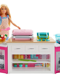 Barbie Kitchen Playset with Doll, Lights & Sounds, Food Molds, 5 Dough Colors and 20+ Accessories [Amazon Exclusive]

