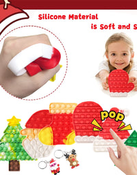 6Pack Christmas Pop Fidget Toys Pack for Kids Girls Boys with 2 Keychain its Push Bubble Sensory Toy Poppers Christmas Stockings Party Gifts Stress Autism Relief for Adults
