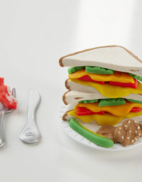 Play-Doh Kitchen Creations Cheesy Sandwich Play Food Set for Kids 3 Years and Up Elastix Compound and 6 Additional Colors
