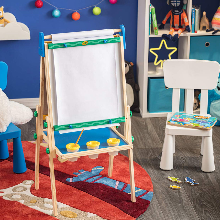 Crayola Kids Wooden Easel, Dry Erase Board & Chalkboard, Amazon Exclusive, Kids Toys, Gift, Age 4, 5, 6, 7