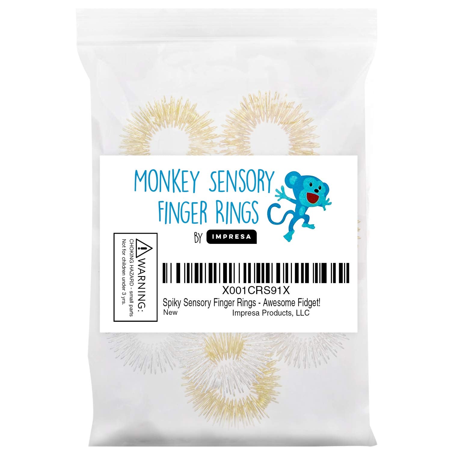 Spiky Sensory Finger Rings (Pack of 10) - Great Spikey Fidget Toy for Kids and Adults - Fun Set for Acupressure - Great Classroom Supplies by Impresa Products