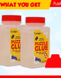 PuzzleWorx Easy-On Applicator Puzzle Glue, Pack of 2, Non Toxic Clear Glue for 1000 Piece Puzzles 4.2 oz Each Bottle (Total 8.4)
