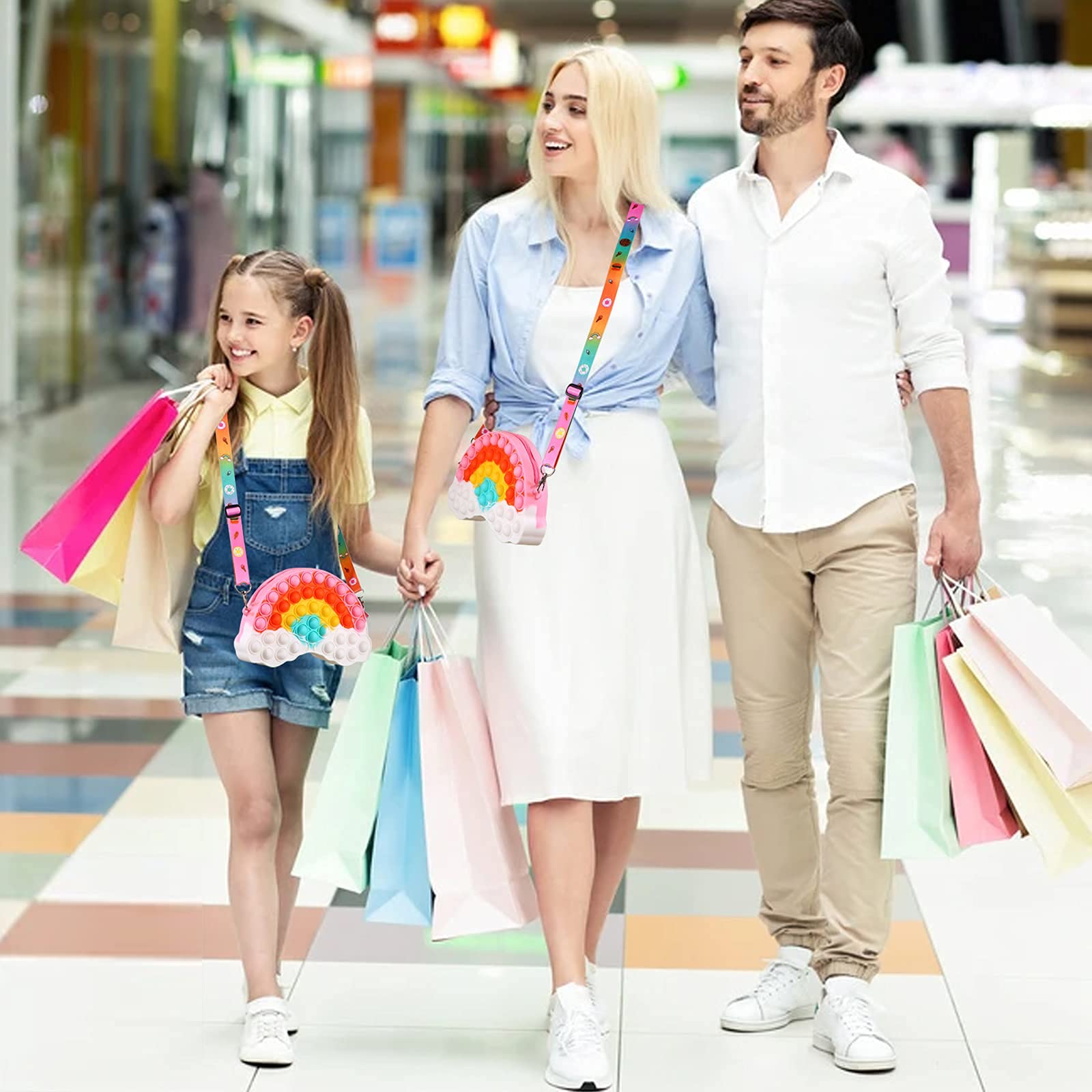 Tckoll Pop Purse Bag Fidgets for Girls,Rainbow Clouds Pop Purse Popper Bubbles Fidget Toys Handbags,Simple Anxiety Sensory Fidegt Toy,Fidget Toys Halloween Birthday Party Fidgets Gifts for Girls 10-12