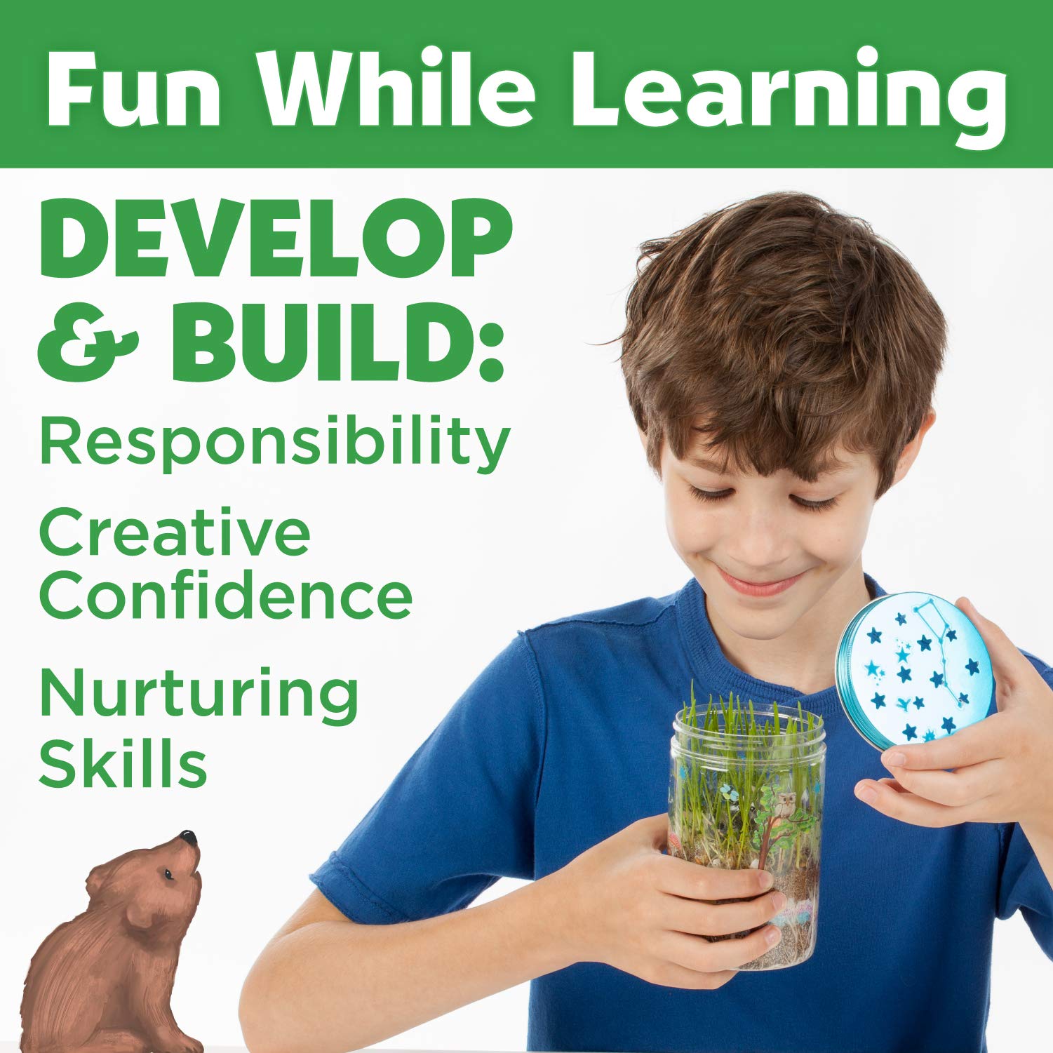Creativity for Kids Grow 'N Glow Terrarium Kit for Kids - Science Activities for Kids (Packaging May Vary) , Beige