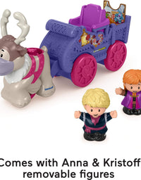 Fisher-Price Little People – Disney Frozen 2 Anna & Kristoff’s Wagon, push-along vehicle with character figures for toddlers and preschool kids
