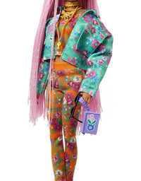Barbie Extra Doll #10 in Floral-Print Jacket & Jogger Set with DJ Mouse Pet, Extra-Long Pink Braids, Layered Outfit & Accessories, Multiple Flexible Joints, Gift for Kids 3 Years Old & Up
