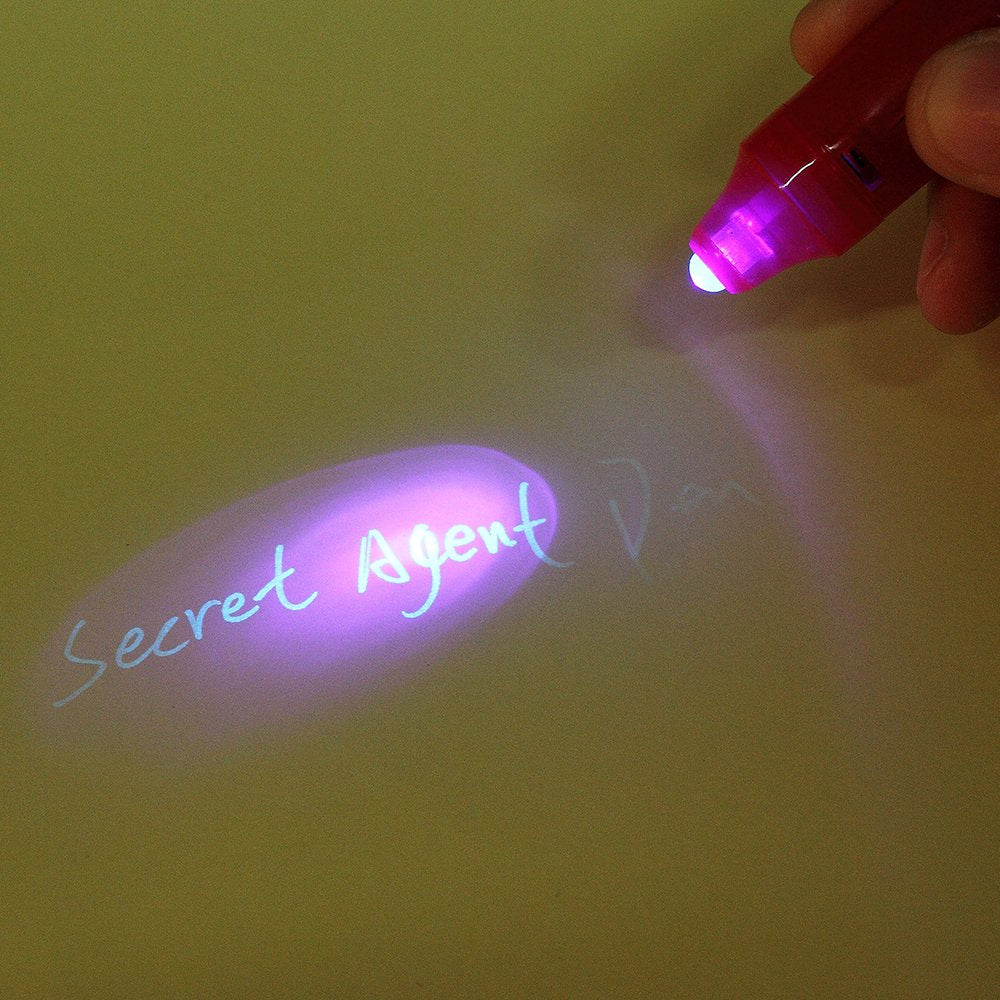 Invisible Ink Pen, MALEDEN Upgraded Spy Pen Invisible Ink Pen with UV Light Magic Marker for Secret Message and Kids Halloween Goodies Bags Toy (6pcs)