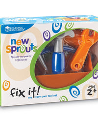 Learning Resources New Sprouts Fix It!, Fine Motor Tools for Toddlers, Pretend Play Toy Tool Set, Outdoor Toys, 6 Piece, Ages 2+
