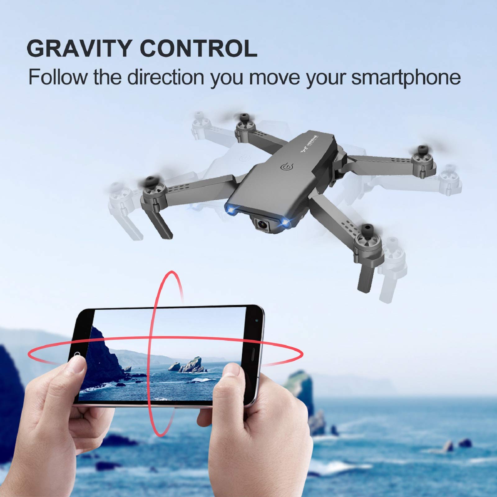NEHEME NH525 Foldable Drones with 720P HD Camera for Adults, RC Quadcopter WiFi FPV Live Video, Altitude Hold, Headless Mode, One Key Take Off for Kids or Beginners with 2 Batteries
