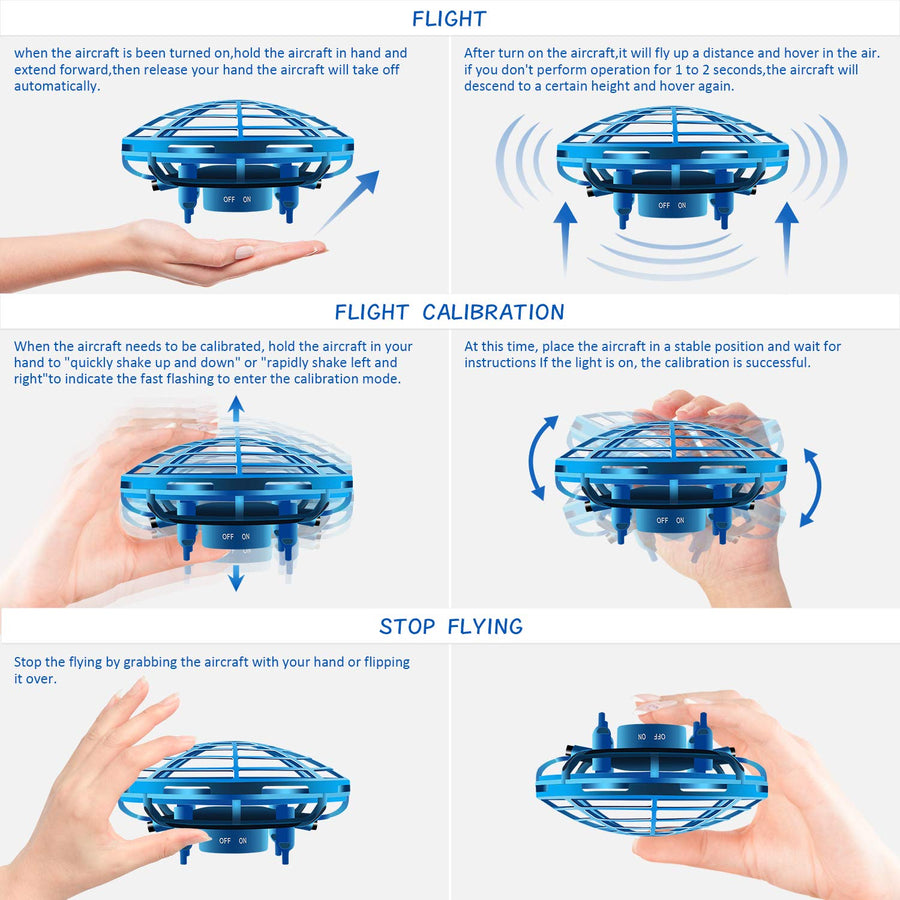 Hand Operated Drones for Kids or Adult - Interactive Infrared Induction Indoor Helicopter Ball with 360° Rotating and Shinning LED Lights,Hand-Controlled Flying Ball Toys for 5 6 7 8 9 10 11 12 Years