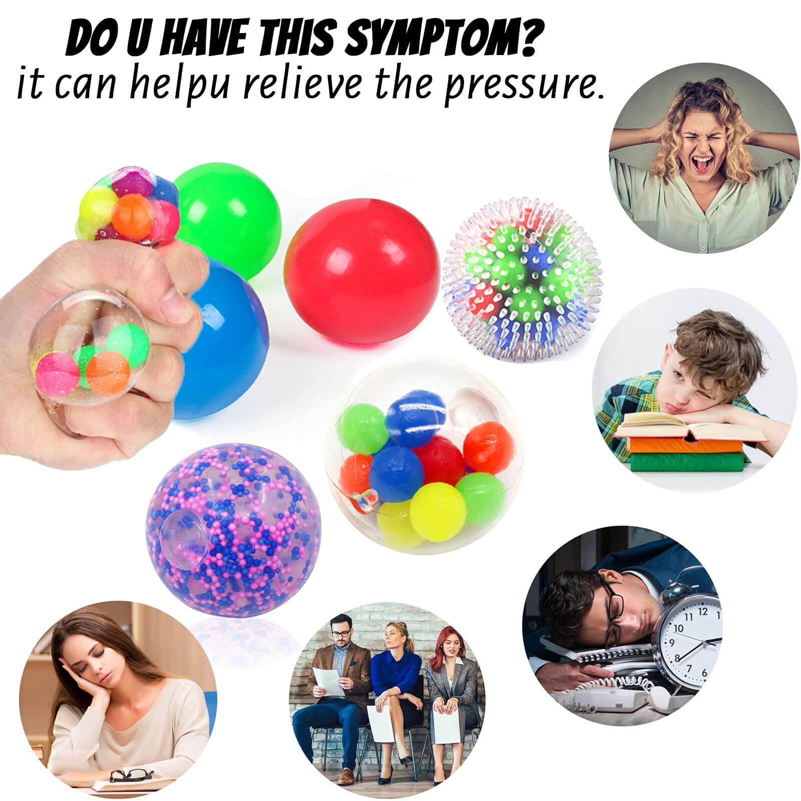 Stress Balls Fidget Toys - 6 Pack Sticky Glowing Balls Sensory Stress Relief Fidget Balls for Kids/Adults to Relax, Anxiety Relief, Decompress, Focus, Squeeze Toys for Autism Birthday/Party Favor