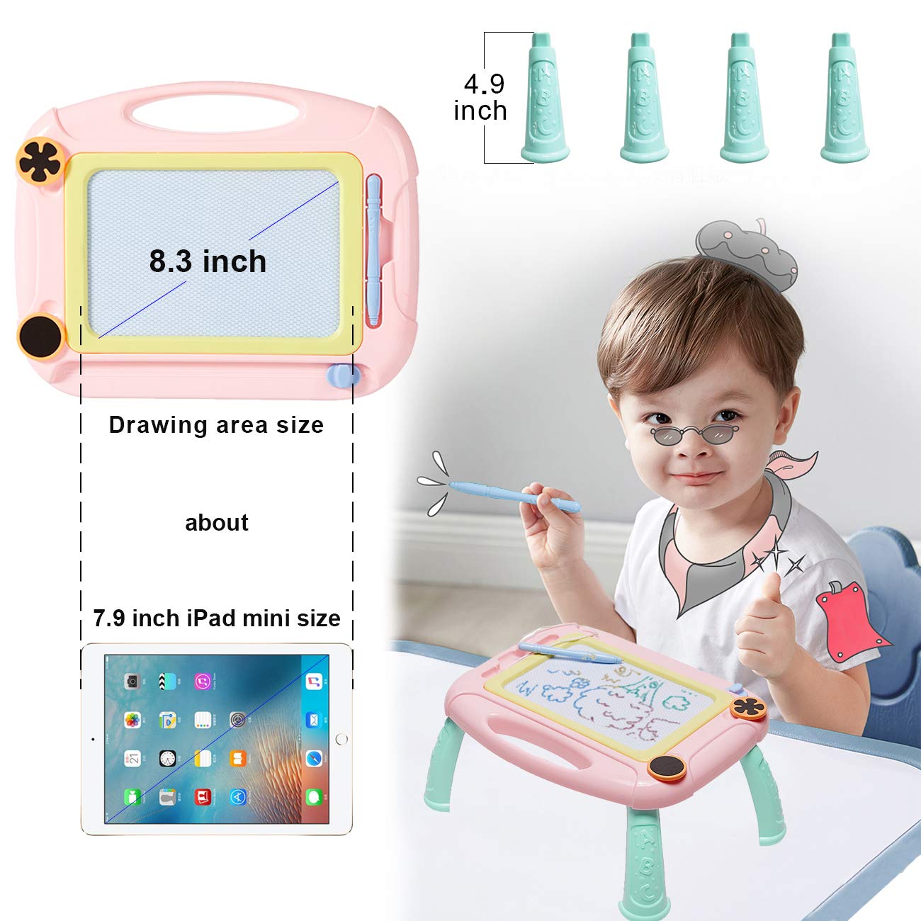 LODBY Cute Magnetic Drawing Board Doodle Sketch Pad for Toddler Girls/Boys