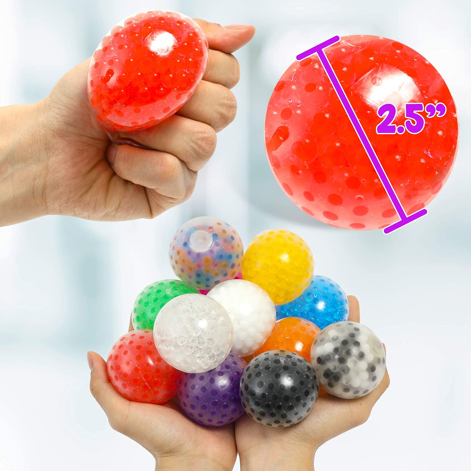 KLT Sensory Stress Ball Set, 12 Pack Stress Relief Fidget Balls for Kids/Adults, Stocking Stuffers, Squishy Balls Fidget Toy, Hand Exercise, Anxiety Relief, Squeeze Toys for Autism (Stress Balls)