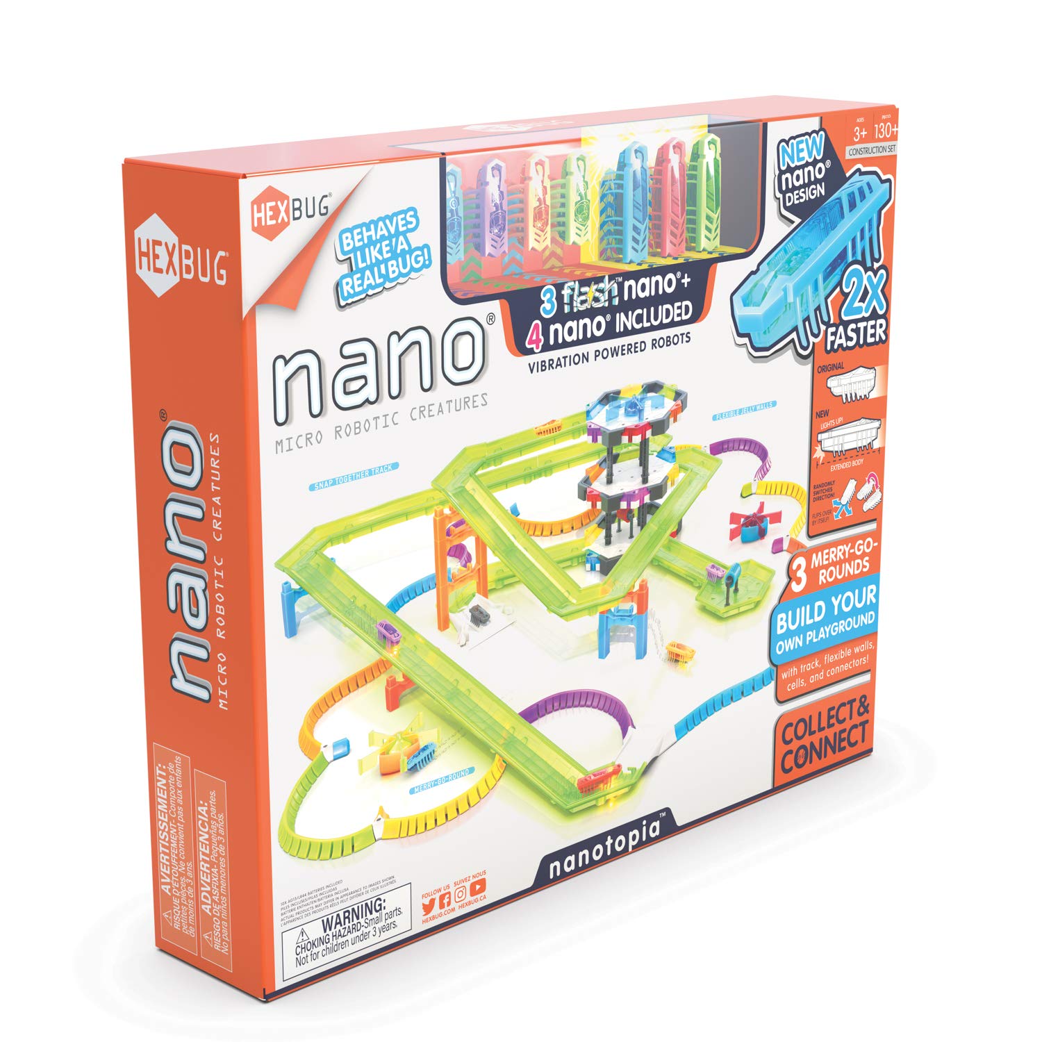 HEXBUG Flash Nano nanotopia - Colorful Sensory Playset for Kids - Build Your Own Playground - Over 130 Pieces and Batteries Included