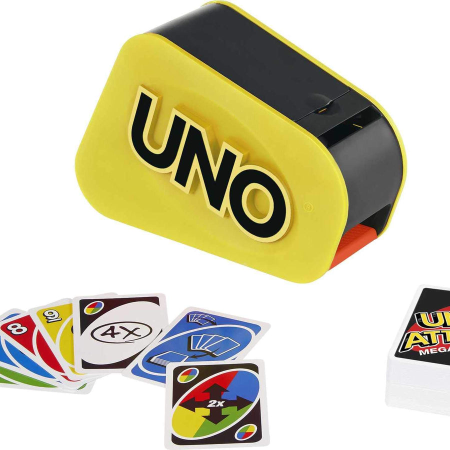 UNO Attack Mega Hit Card Game with Random-Action Launcher with Lights & Sounds & 112 Cards, Kid, Teen & Adult Game Night Gift Ages 7 Years & Older [Amazon Exclusive]