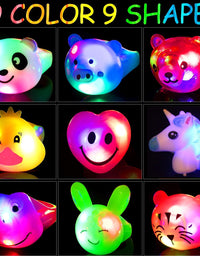 24 Pack LED Light Up Bumpy Rings Party Favors For Kids Prizes Box Toys For Birthday Classroom Rewards Treasure Box Prizes Toys Glow Party Supplies
