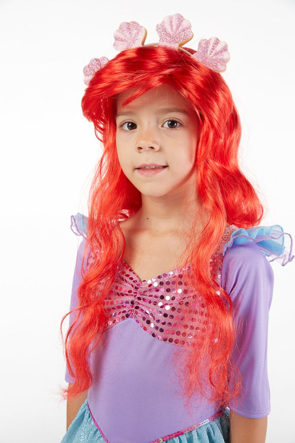 Spooktacular Creations Deluxe Mermaid Costume Set with Red Wig and Headband (Small (5-7))