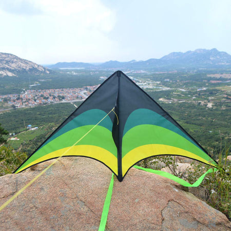Mint's Colorful Life Delta Kite for Kids & Adults, Extremely Easy to Fly Kite with 2 Ribbons and 300ft Kite String, Best Kite for Beginner