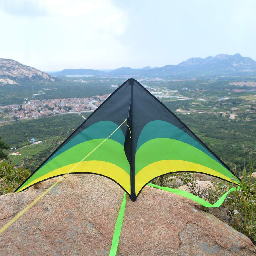 Mint's Colorful Life Delta Kite for Kids & Adults, Extremely Easy to Fly Kite with 2 Ribbons and 300ft Kite String, Best Kite for Beginner
